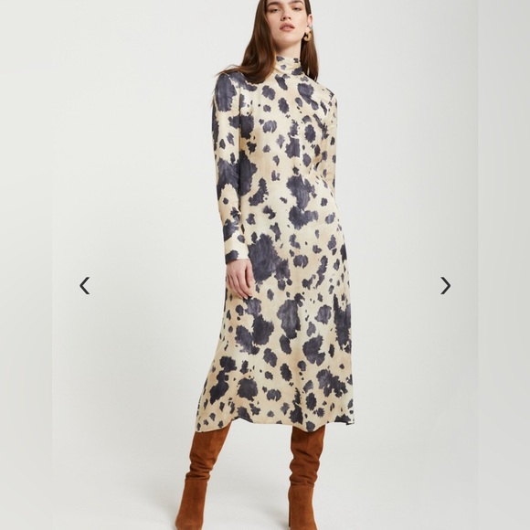 Long Sleeve Silk Midi Dress - Picture 1 of 5